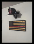 Load image into Gallery viewer, Fire Helmet (motorcycle helmet, cosplay helmet) Wall Mount Display (really it works with any helmet you can think of)