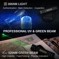 Load image into Gallery viewer, POWERTAC QUAD 2000 Lumen Flashlight | 4-in-1 Flat Design | USB-C Rechargeable | Green Laser + UV + Warm Side Light | Brightest Multi-Beam Tactical Light