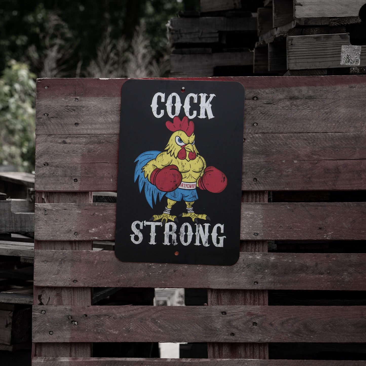 Cock Strong Boxing Chicken Metal Sign