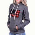 Load image into Gallery viewer, Women's Buffalo Plaid American Flag Hoodie