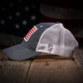 Load image into Gallery viewer, Slate & White Mesh-Back Trucker Hat