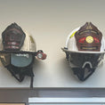 Load image into Gallery viewer, Fire Helmet (motorcycle helmet, cosplay helmet) Wall Mount Display (really it works with any helmet you can think of)
