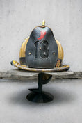 Load image into Gallery viewer, Fire Helmet TABLE TOP Display New York Roof Hook or Halligan Bar (really it works with any helmet you can think of)