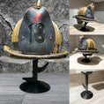 Load image into Gallery viewer, Fire Helmet TABLE TOP Display New York Roof Hook or Halligan Bar (really it works with any helmet you can think of)