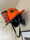 Load image into Gallery viewer, Fire Helmet (motorcycle helmet, cosplay helmet) Wall Mount Display (really it works with any helmet you can think of)