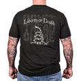 Load image into Gallery viewer, Men's Metallic Gold Liberty or Death Patriotic T-Shirt