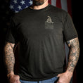 Load image into Gallery viewer, Men's Metallic Gold Liberty or Death Patriotic T-Shirt