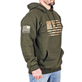 Load image into Gallery viewer, Men's Heavyweight Oversized Arid Camo Flag Hoodie (OD Green)