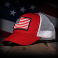 Load image into Gallery viewer, Red & White American Flag Trucker Hat