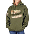 Load image into Gallery viewer, Women's Heavyweight Oversized Arid Camo Flag Hoodie (OD Green)