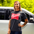 Load image into Gallery viewer, Women's 'Merica Patriotic Boyfriend Fit T-Shirt - Heather Charcoal