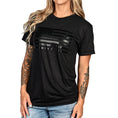 Load image into Gallery viewer, Women's Murdered Out American Flag Boyfriend Fit Patriotic T-Shirt - Heather Black