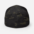 Load image into Gallery viewer, Black 3D Puff Skull Logo Flexfit Hat