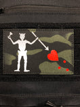 Load image into Gallery viewer, 3” x 4” Blackbeard Flag Patch Glow in the Dark reflective