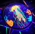 Load image into Gallery viewer, Blacklight Dark Blacklight Jellyfish Velvet Patch - Amp Up Your Wardrobe with Trippy, Eye-Catching Fluorescent Thread Magic