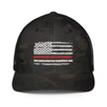 Load image into Gallery viewer, Thin Red Line USA Flag Mesh Back Trucker Hat