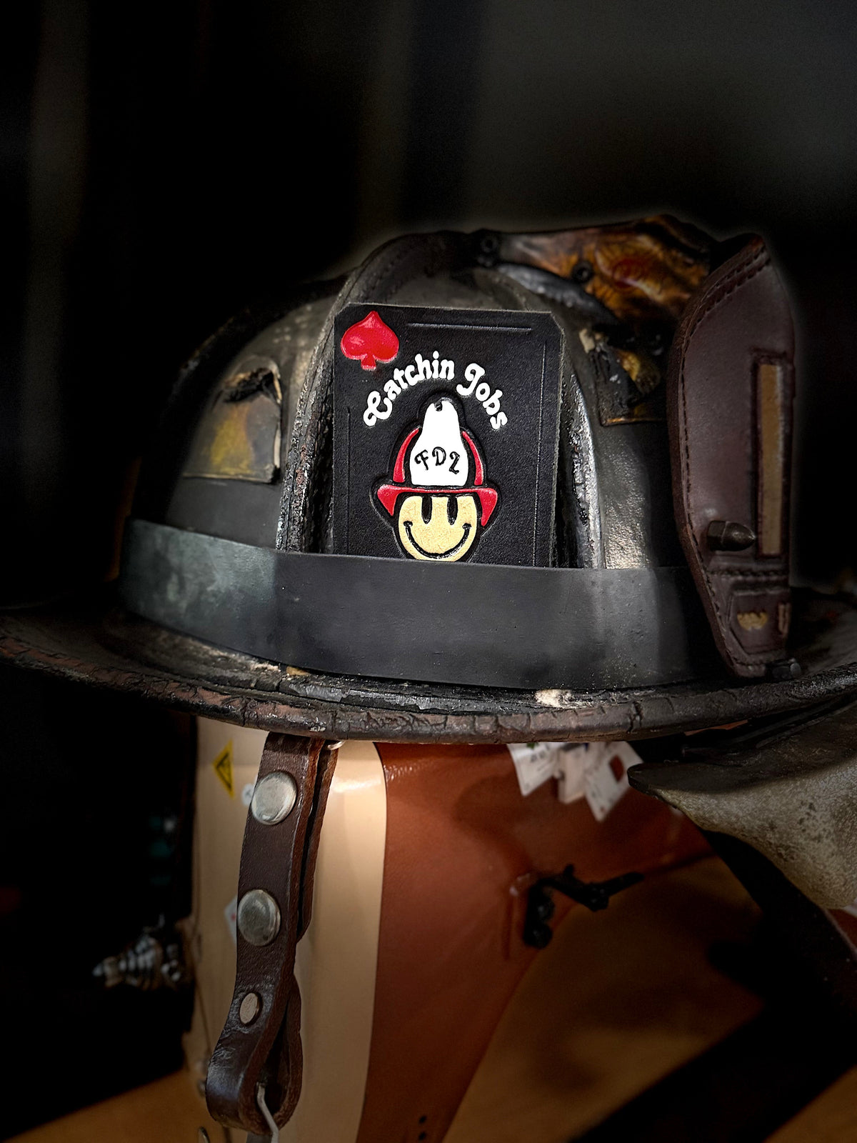 Catchin' Jobs - Leather Helmet Card