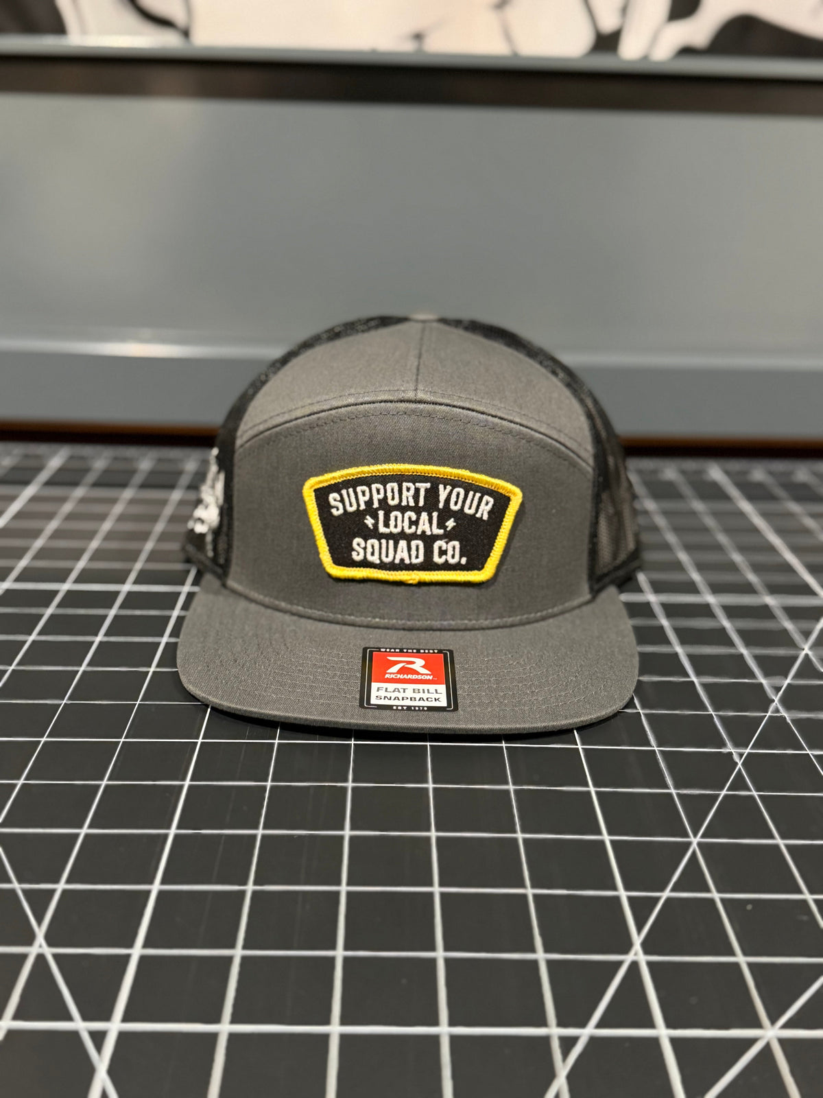 Support Your Local Squad Co. Charcoal and Black R168 7 Panel