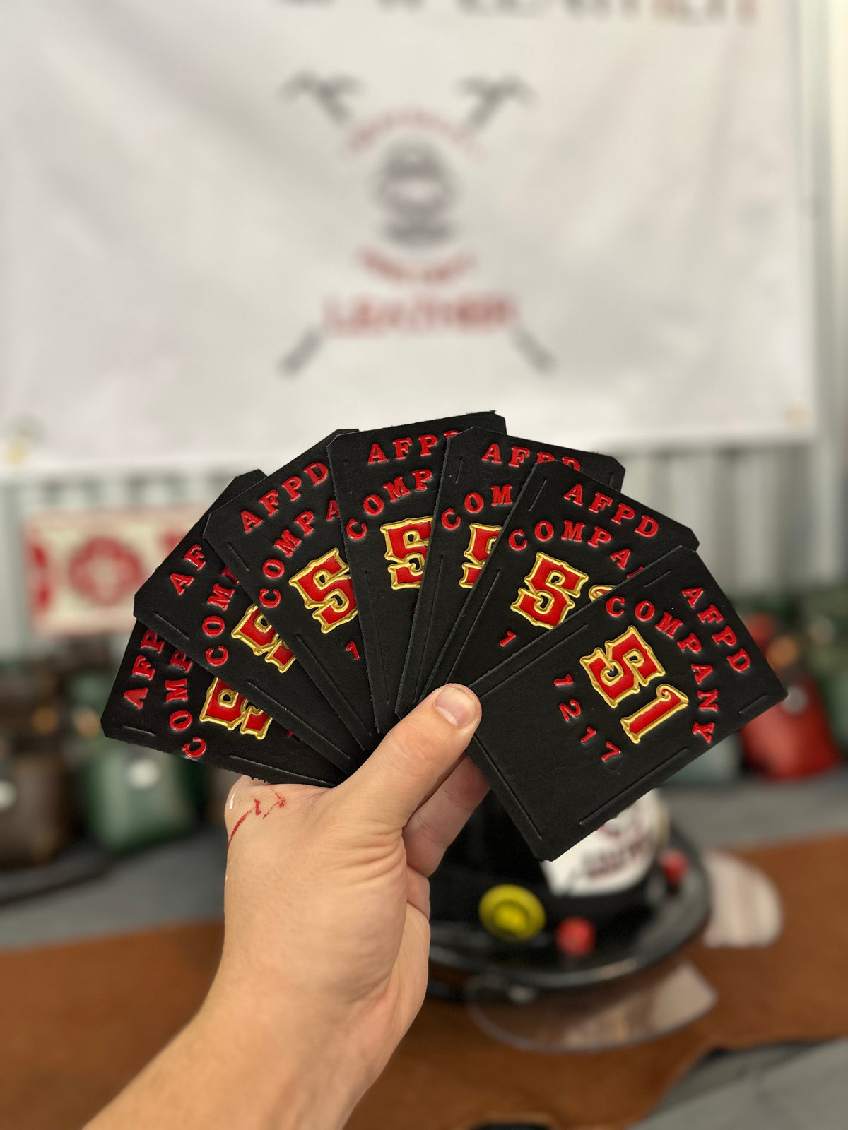 Custom - Leather Helmet Card