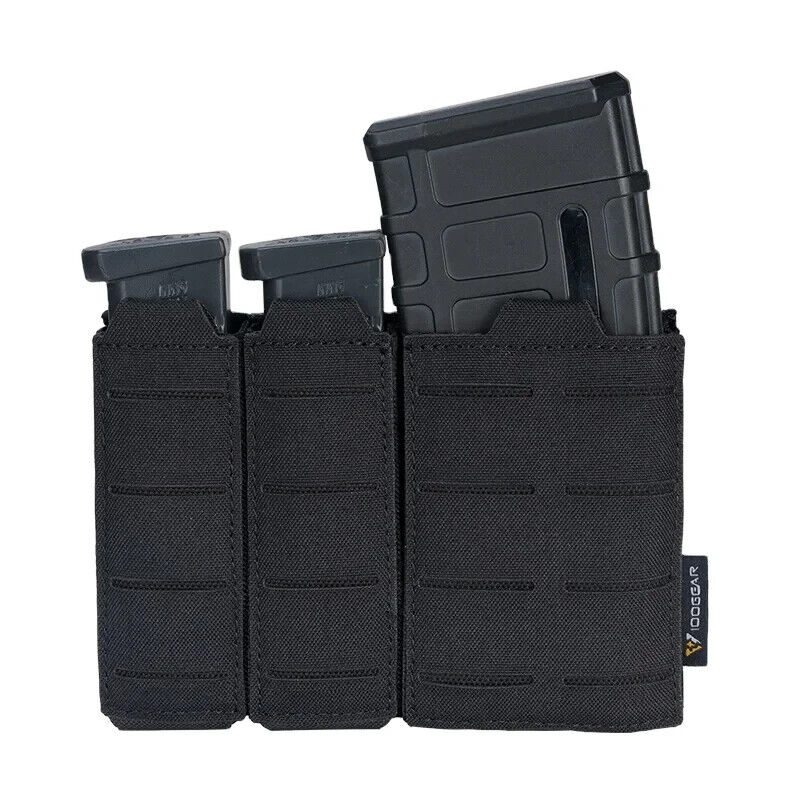 IDOGEAR Tactical Triple Mag Pouch MOLLE, Fits 5.56 & 9mm Magazines, Multi-Color