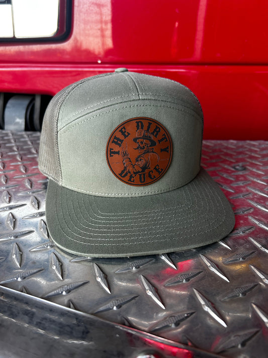 Olive Green Richardson 7 Panel Brown Leather Patch