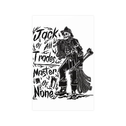 Jack of All Trades Master of None Poster — Vintage Skeleton Tradesman Matte Art