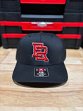 Load image into Gallery viewer, Black with red/white outline scramble logo R112

