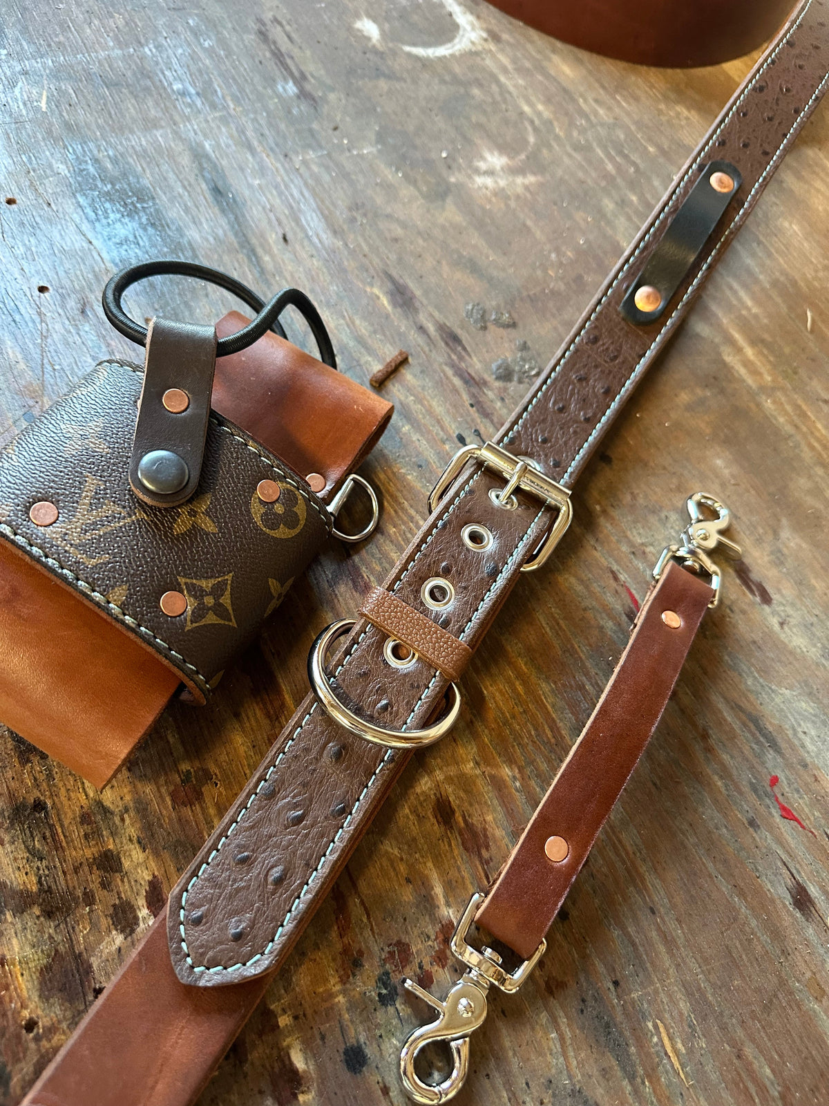 Designer Monogram x Ostrich Strap Set