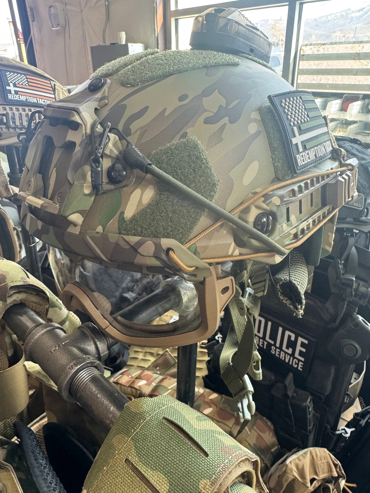 Tactical Helmet Goggles with Arc Rail Attachments