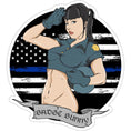 Load image into Gallery viewer, Badge Bunny - Thin Blue Line - 3 Inch Sticker
