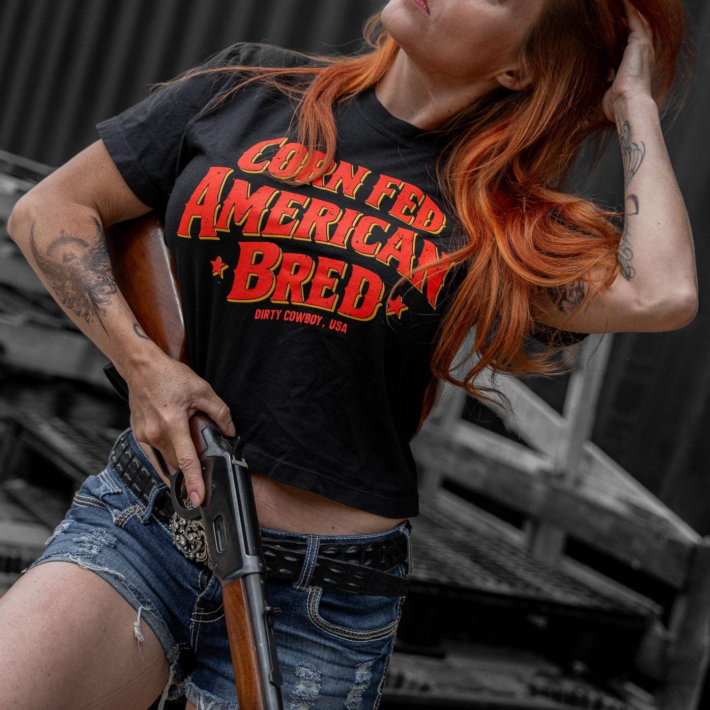 Corn Fed American Bred Women's Heavyweight Crop Tee