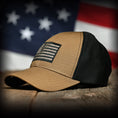 Load image into Gallery viewer, Coyote Brown Ripstop & Black Mesh American Flag Hat
