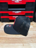 Load image into Gallery viewer, Black with red/white outline scramble logo R112
