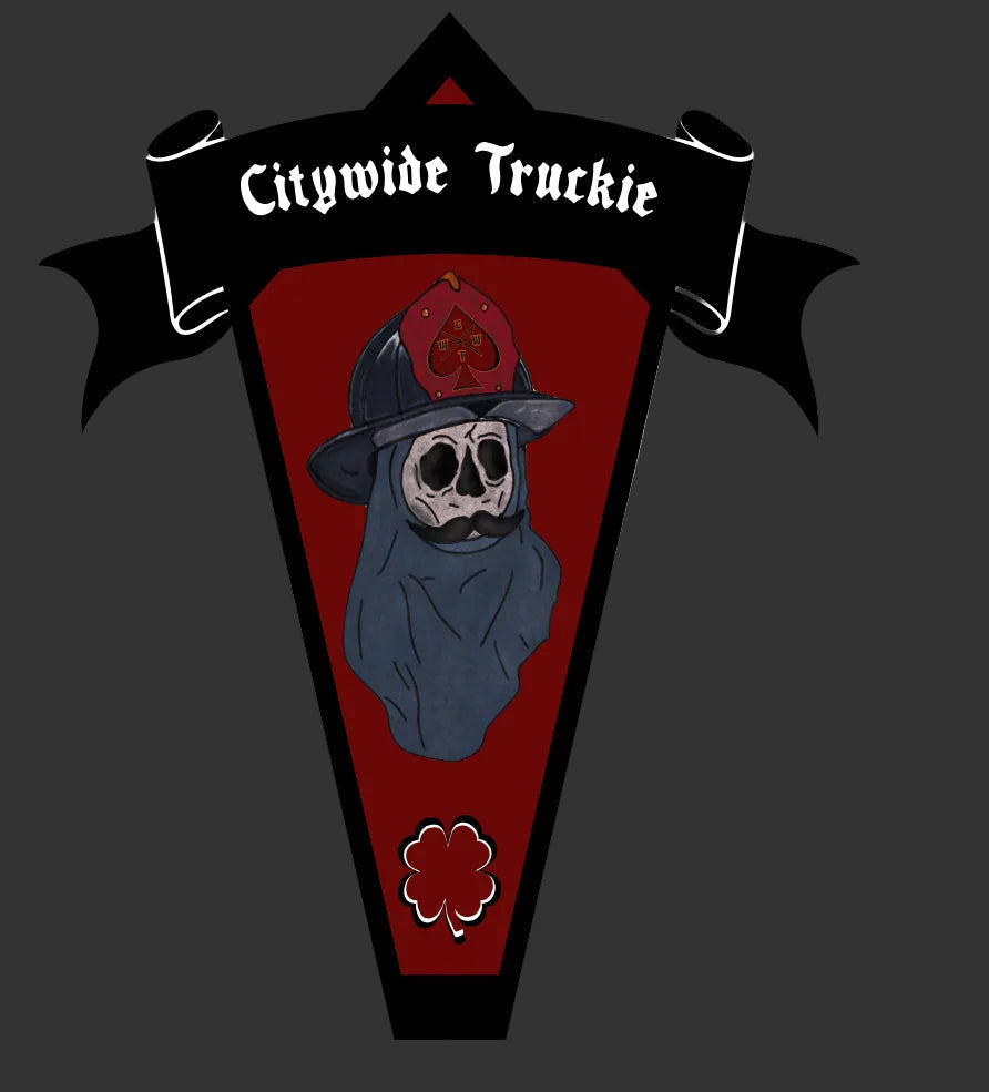 Skeleman Coffin Design| Laminated Vinyl Horror & Fire Helmet Sticker