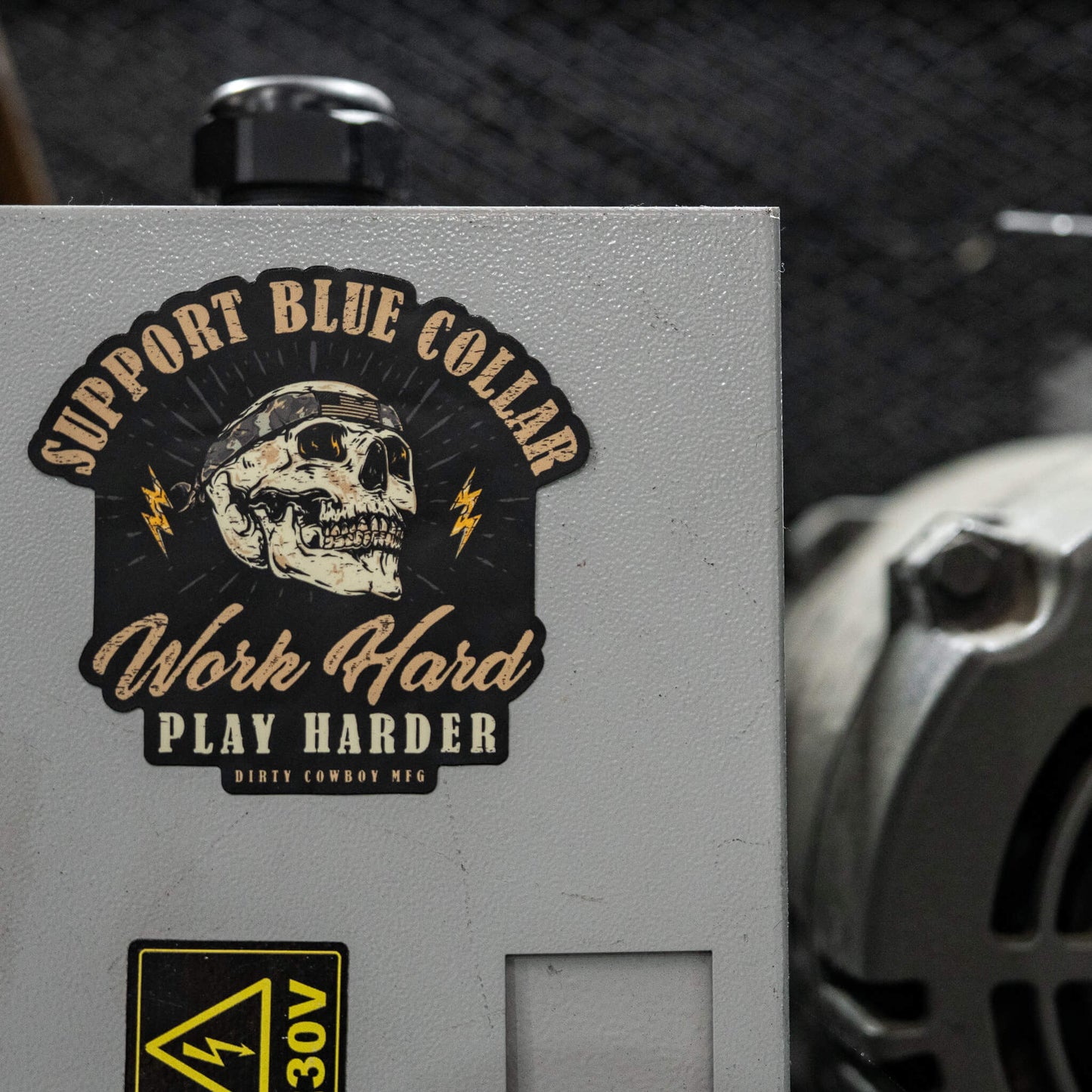 Work Hard Play Harder Blue Collar Decal