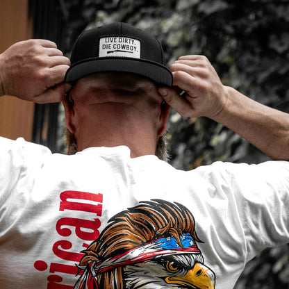 Live Dirty. Die Cowboy. Flatbill SnapBack
