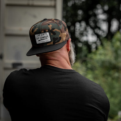 Live Dirty. Die Cowboy. Flatbill SnapBack
