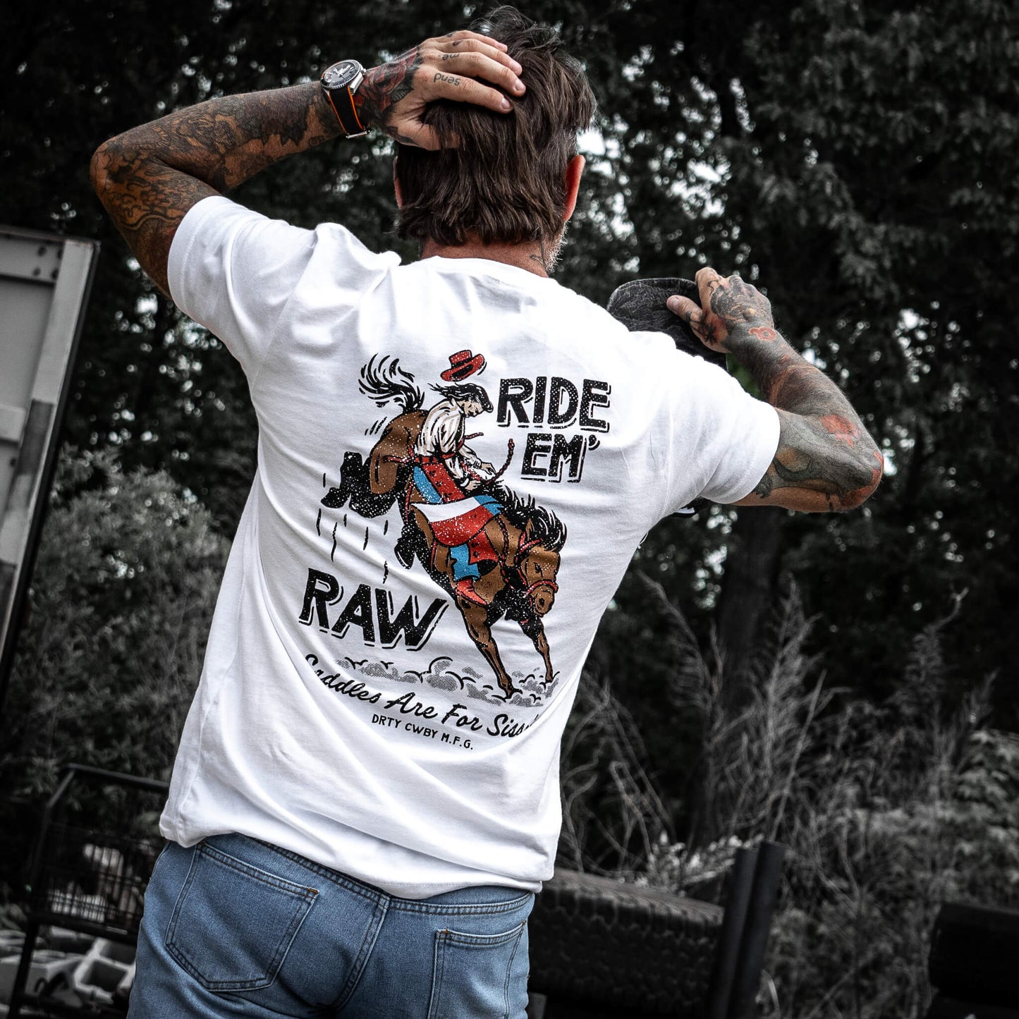 Ride 'Em Raw Saddles Are For Sissy's Men's T-Shirt