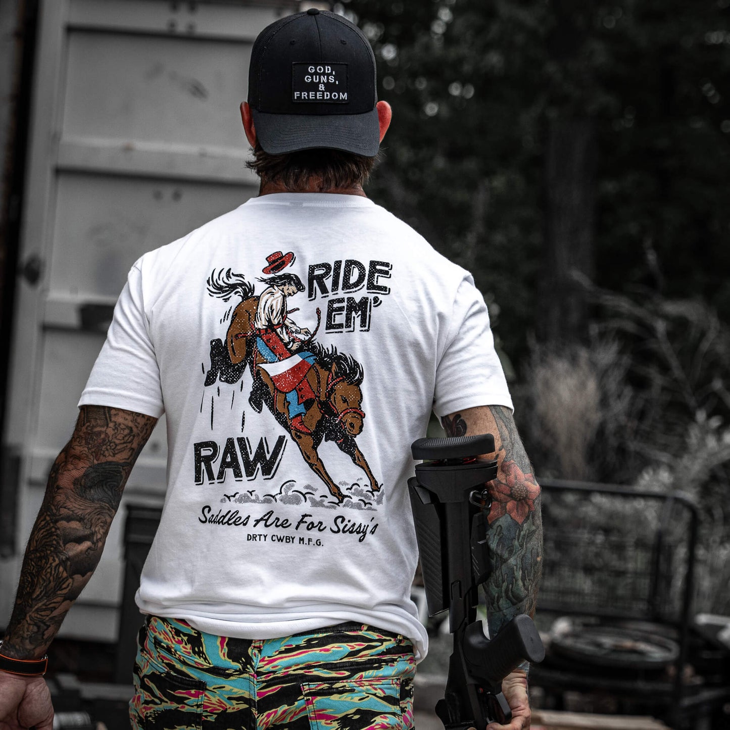 Ride 'Em Raw Saddles Are For Sissy's Men's T-Shirt