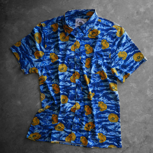 Tiger Stripe Blue Button-up
