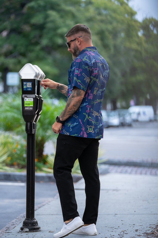 Neon Lights & Gun Fights Button-up