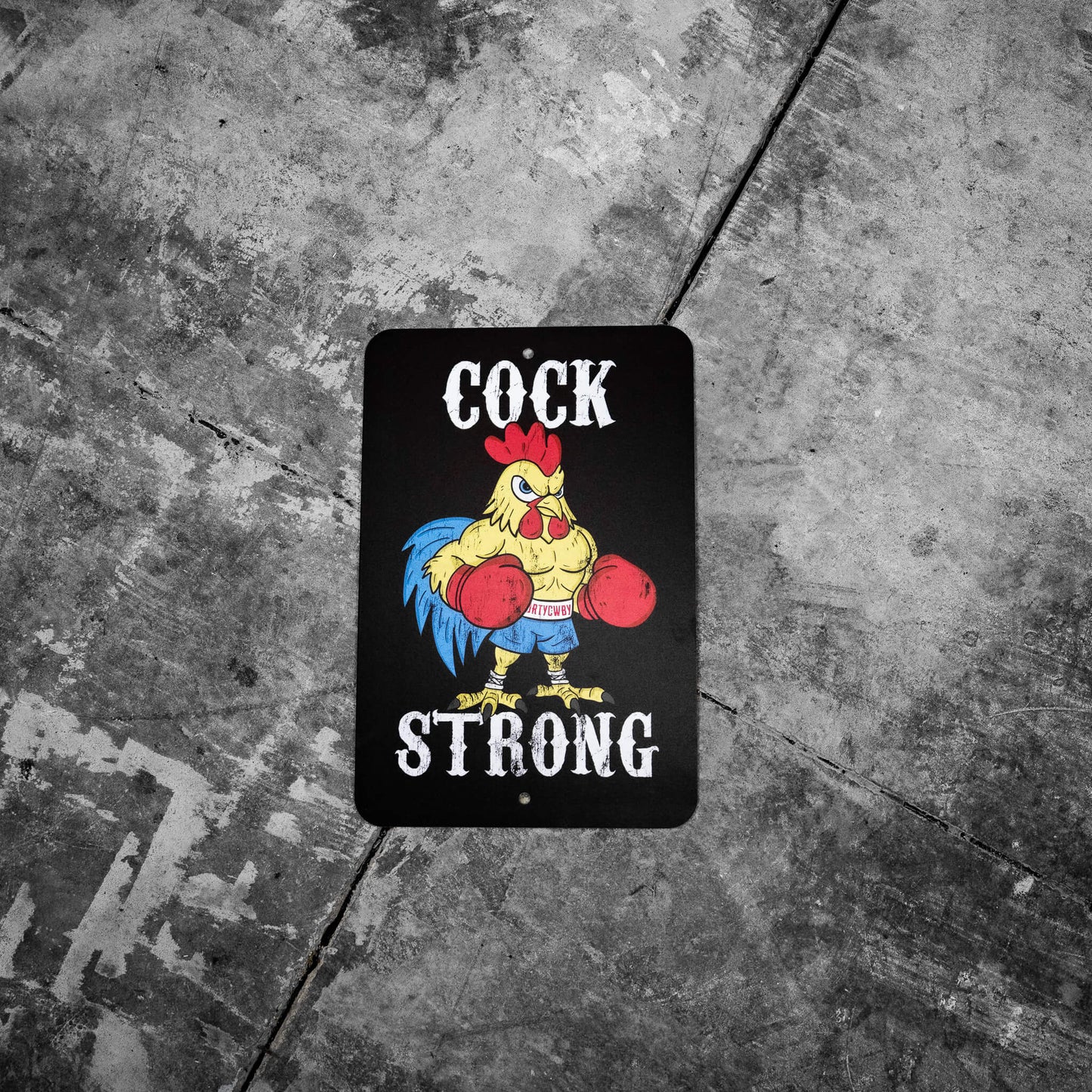 Cock Strong Boxing Chicken Metal Sign