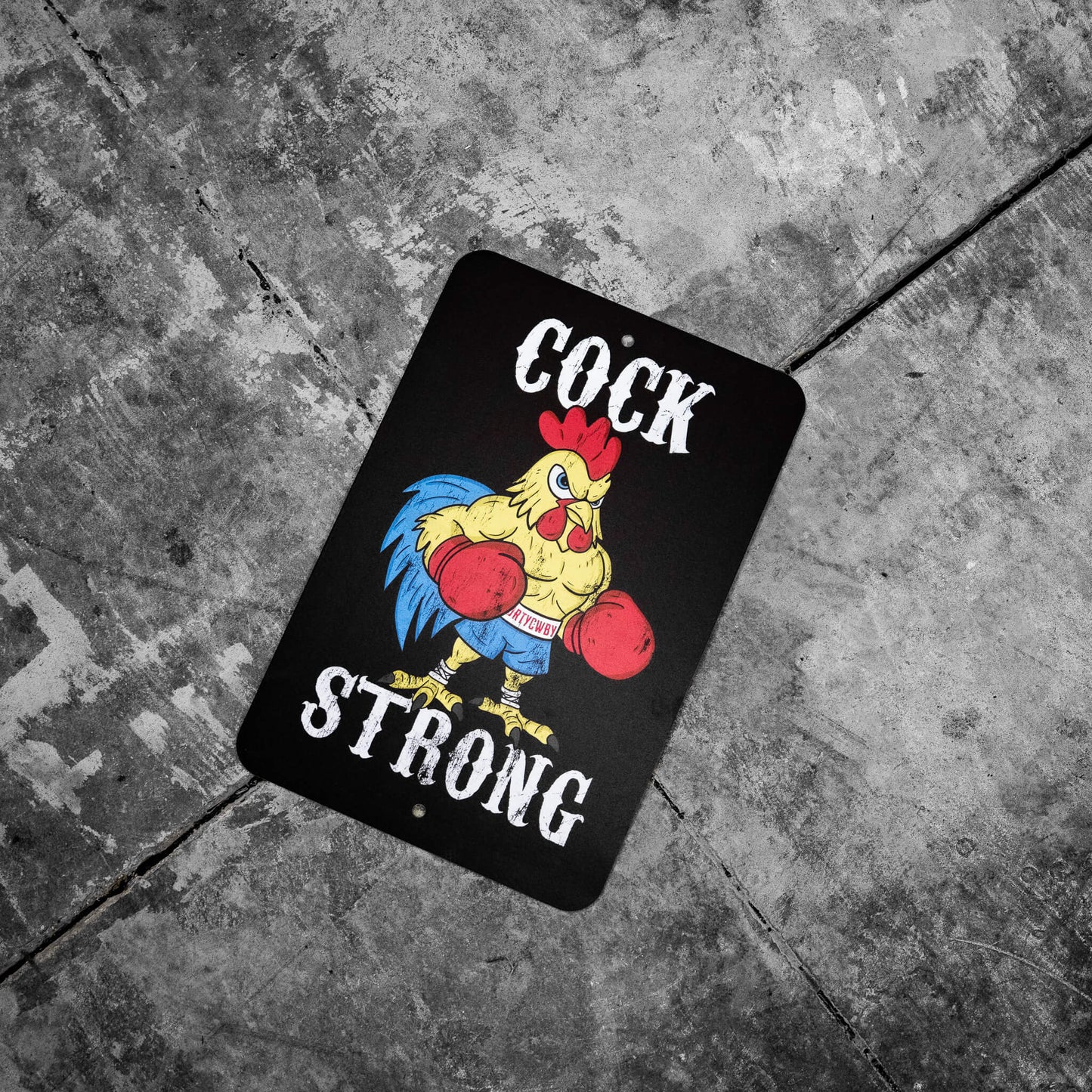 Cock Strong Boxing Chicken Metal Sign