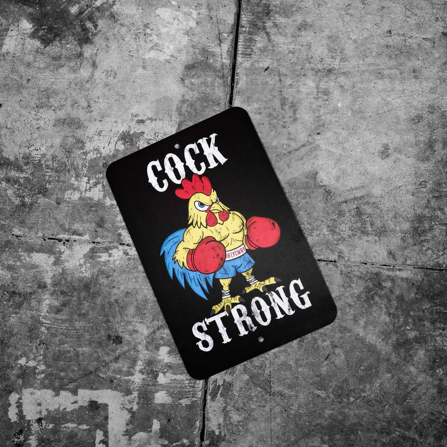 Cock Strong Boxing Chicken Metal Sign