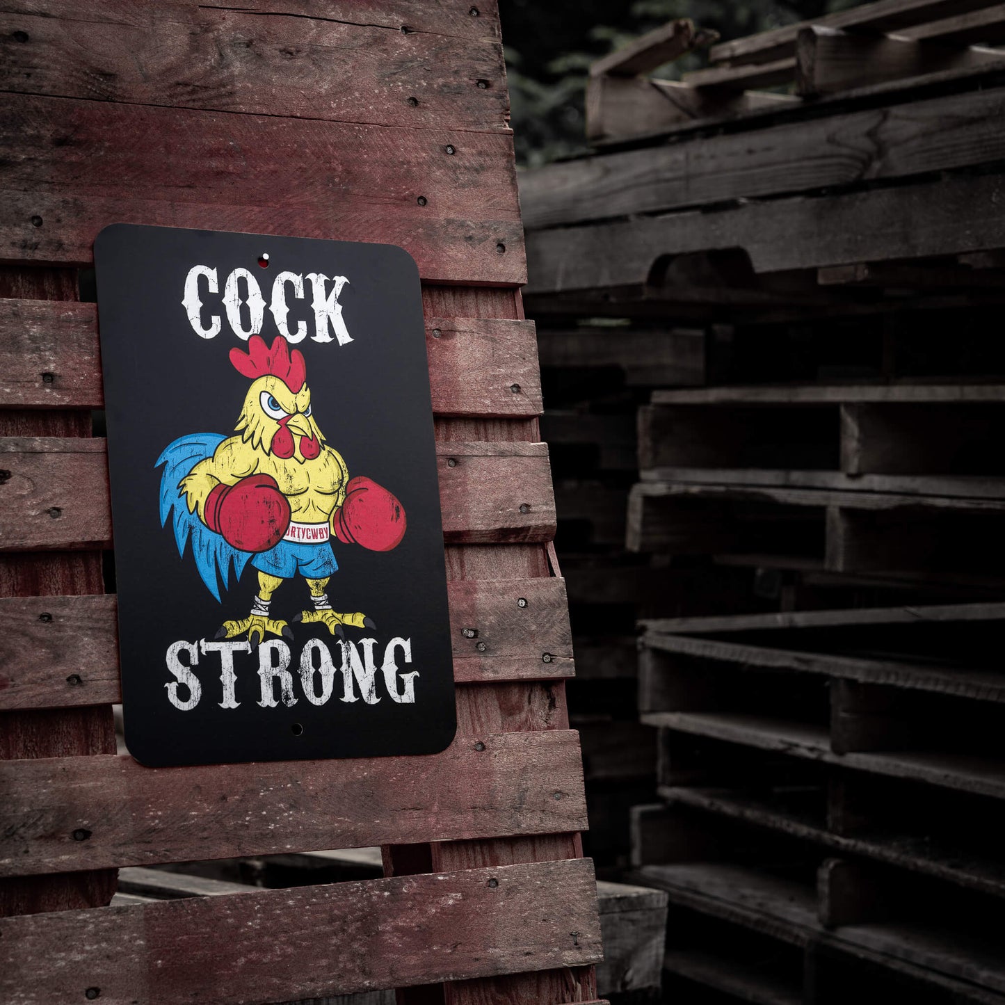 Cock Strong Boxing Chicken Metal Sign