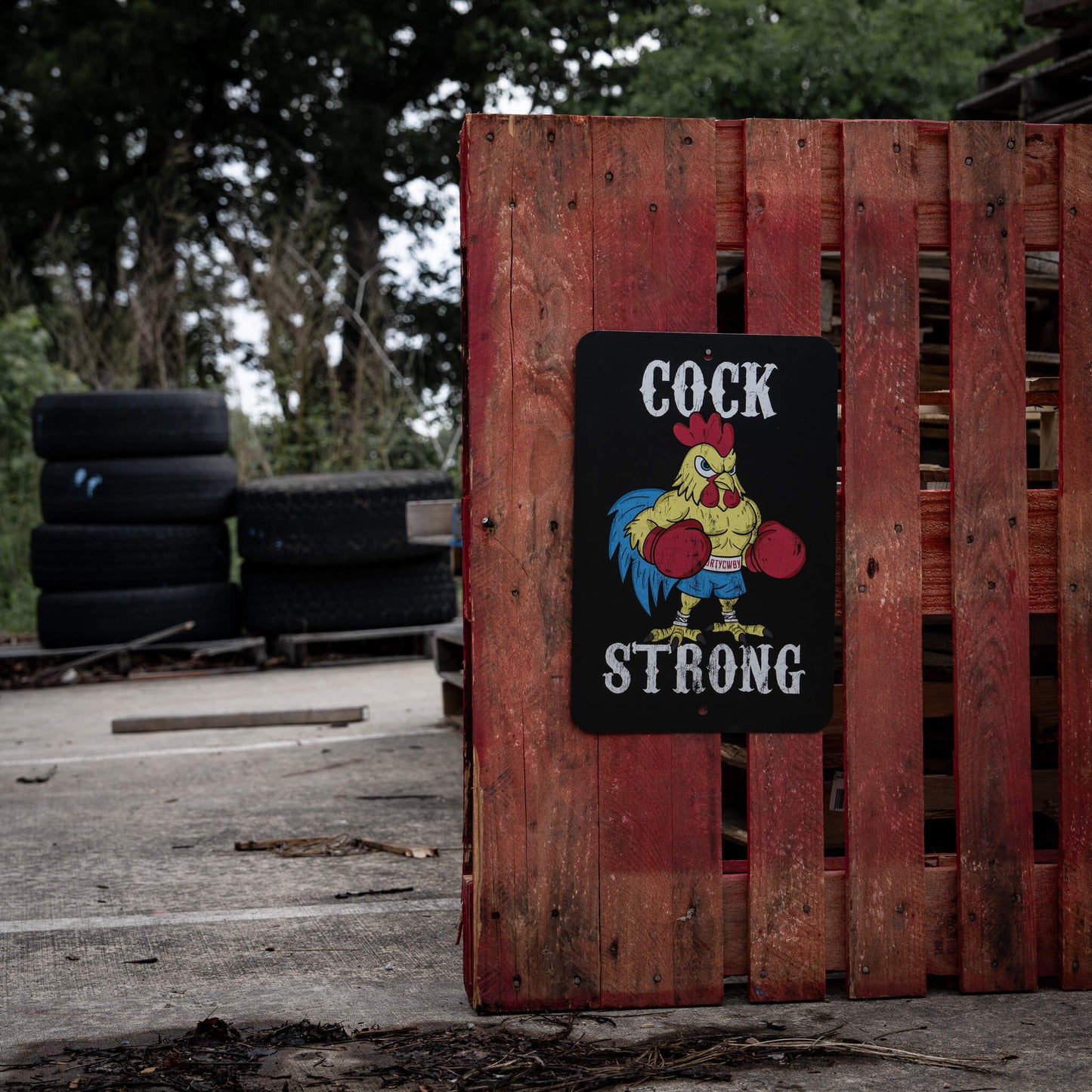 Cock Strong Boxing Chicken Metal Sign