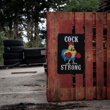 Cock Strong Boxing Chicken Metal Sign