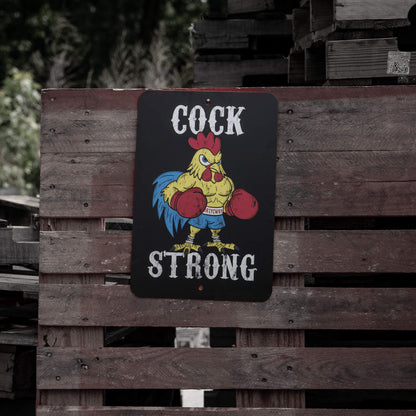 Cock Strong Boxing Chicken Metal Sign