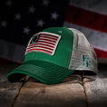 Load image into Gallery viewer, Betsy Ross Flag Patch Trucker Hat (Kelly Green)
