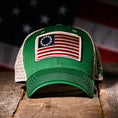 Load image into Gallery viewer, Betsy Ross Flag Patch Trucker Hat (Kelly Green)
